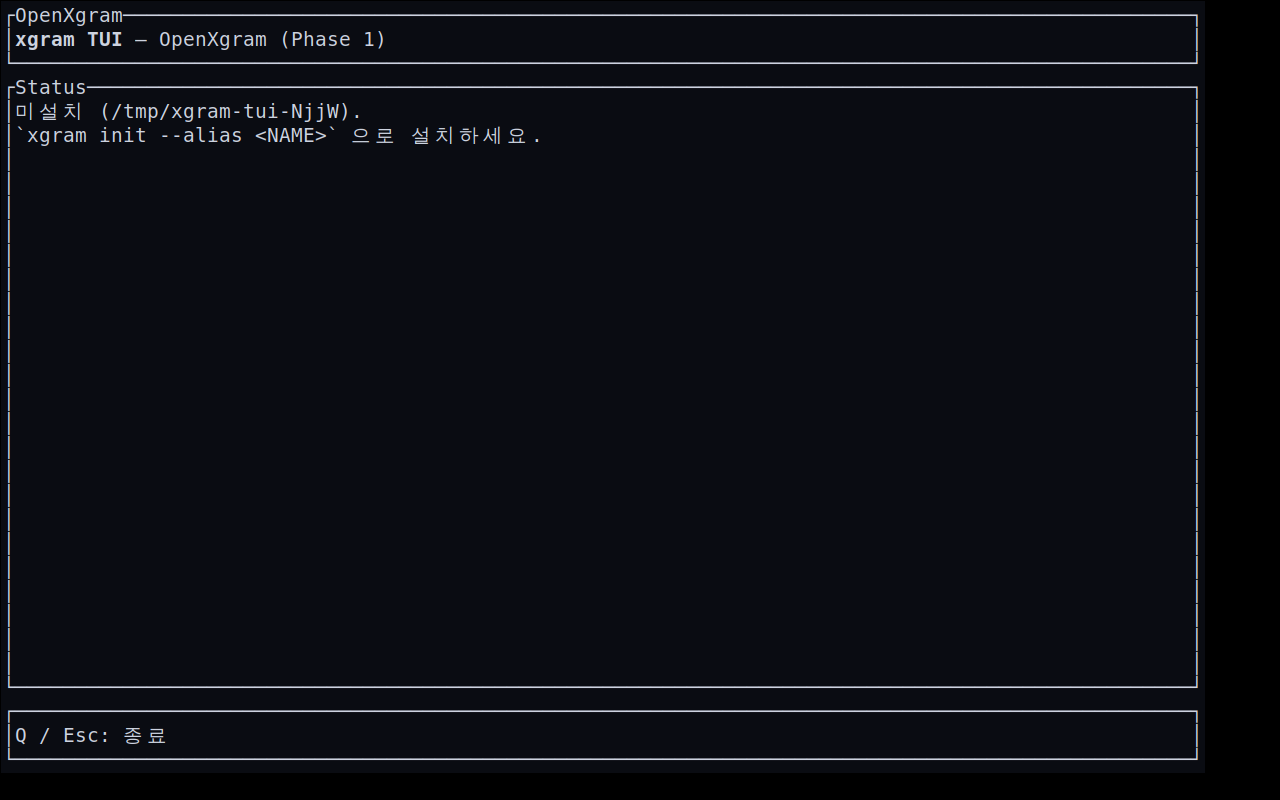 실제 xterm 터미널에서 xgram tui 실행 화면 / actual xterm pixel capture of xgram tui